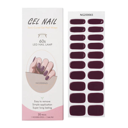 20/22Tips UV Semi cured Gel Nail Stickers Waterproof Long Lasting Full Gel Nail Wraps Press On Nail Decal DIY Manicure