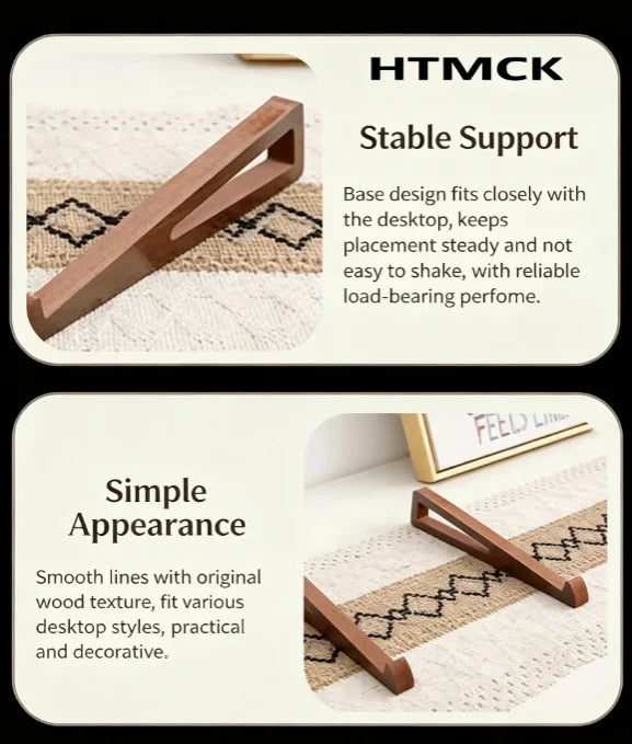 Portable Foldable Wooden Laptop Stand Ergonomic 12 Adjustable Angle Triangular Cooling Ventilation Design Office Desk Accessory