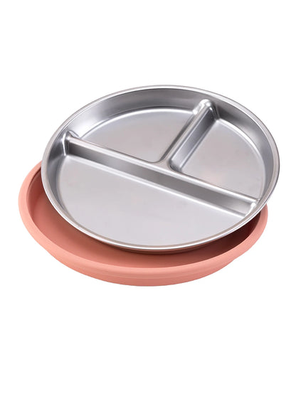 1PCS Stainless Steel Dishes Plate Detachable Suction Bowl For Baby Feeding BPA Free Silicone Base Tableware Newborn Essentials