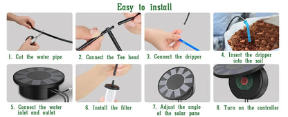 Solar Automatic Drip Irrigation System Kit, Auto Watering Kit for DIY Garden Watering System with 9 Timing Modes Outdoor Garden