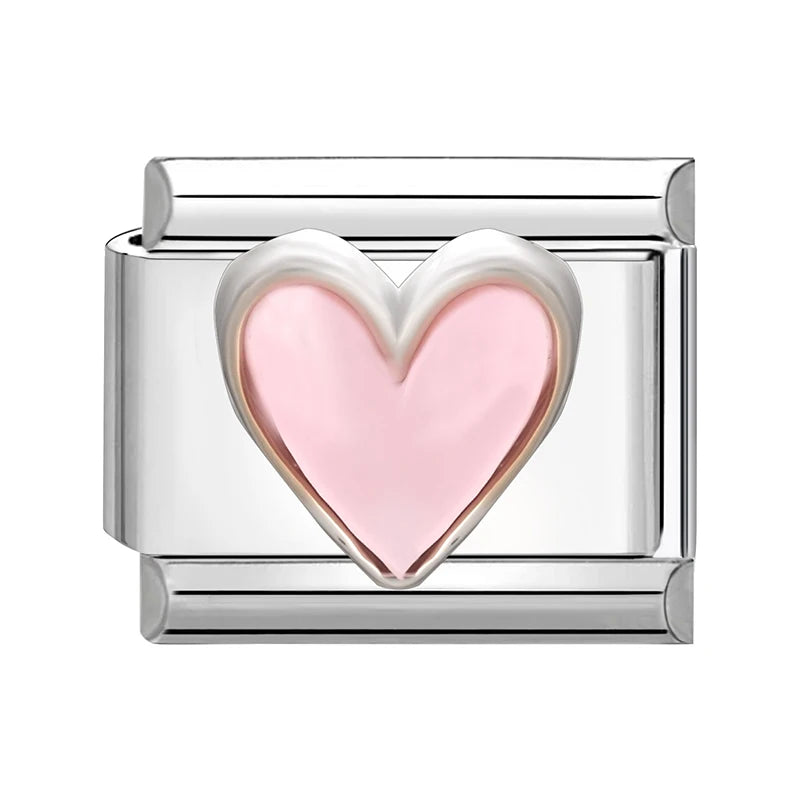 Zircon Pearl Heart Bow Candy Flower Butterfly Italian Charm Links Fit 9mm Stainless Steel Bracelet Personalized DIY Making Gifts