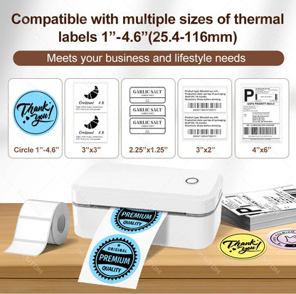110mm Bluetooth Thermal Label Printer Wireless Shipping Label Printer Compatible with iPhone Android Windows Widely Used X4
