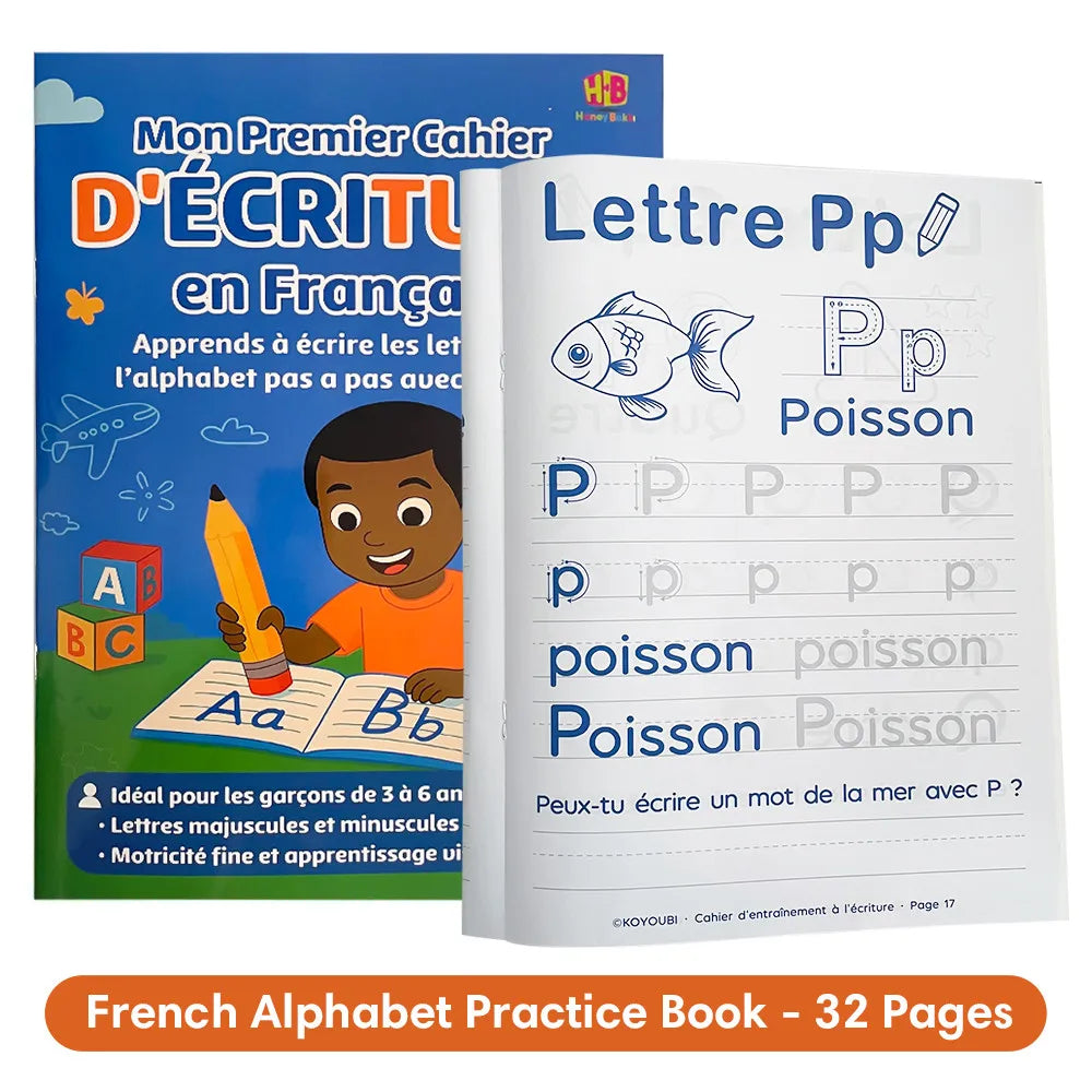 32 Pages French Alphabet Tracing & Writing Practice Book Uppercase & Lowercase French Letters Early Language Learning Workbook