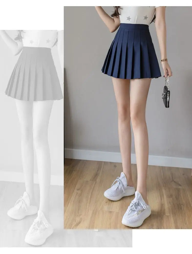 Preppy Style Women Pleated Skirt High Waist A-Line Mini Skirt School Girl Skirt JK Uniform Skirt Skater Skirt Black Plus Size