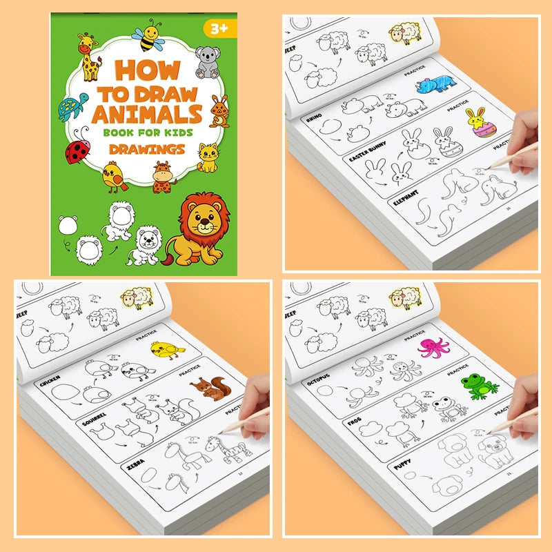 How to Draw Animals Step-by-Step Drawing Book- Learning Painting , Perfect for Creative Writing & Color Kids Drawing Book