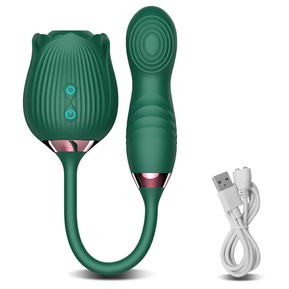 Sexy Adult Female Rose-Sucking Dildo Vibrator Women Nipple Clit Stimulator Vibrating Penetration Vagina Vibrator Erotica Toys