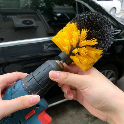 Nylon Round Cleaning Brush Set for Electric Drill High-Density Bristle Carpet And Glass Cleaning Tool Kit.