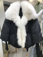2024 Winter Women Warm Coat Oversized Real Fox Fur Collar Thick Luxury Outerwear New Fashion 90% Goose Down Jacket