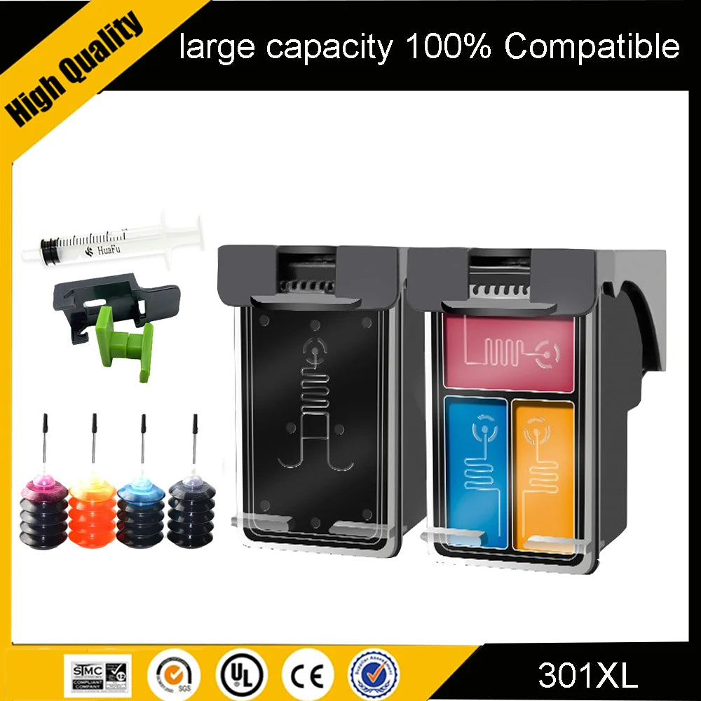 Einkshop For HP 301XL 301 XL Refillable Ink Cartridge for HP301 Deskjet 1050 2050 2510 3000 3050 3052 3054 3540 1510 2540