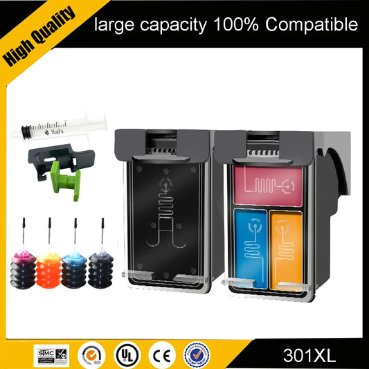 Einkshop For HP 301XL 301 XL Refillable Ink Cartridge for HP301 Deskjet 1050 2050 2510 3000 3050 3052 3054 3540 1510 2540