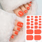 1Sheet=22Tips Glossy Red Toe Nail Stickers Full Cover Solid Color Press On Toenails Patch UV Baking Free Foot Gel Polish Wraps #