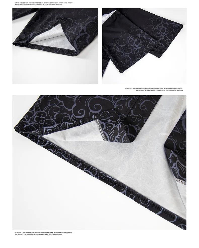 Large Size 5XL 6XL Japanese Kimono Cardigan Pants Set Print Fox Men Women Shirt Tradition Yukata Haori Obi Cosplay Costume