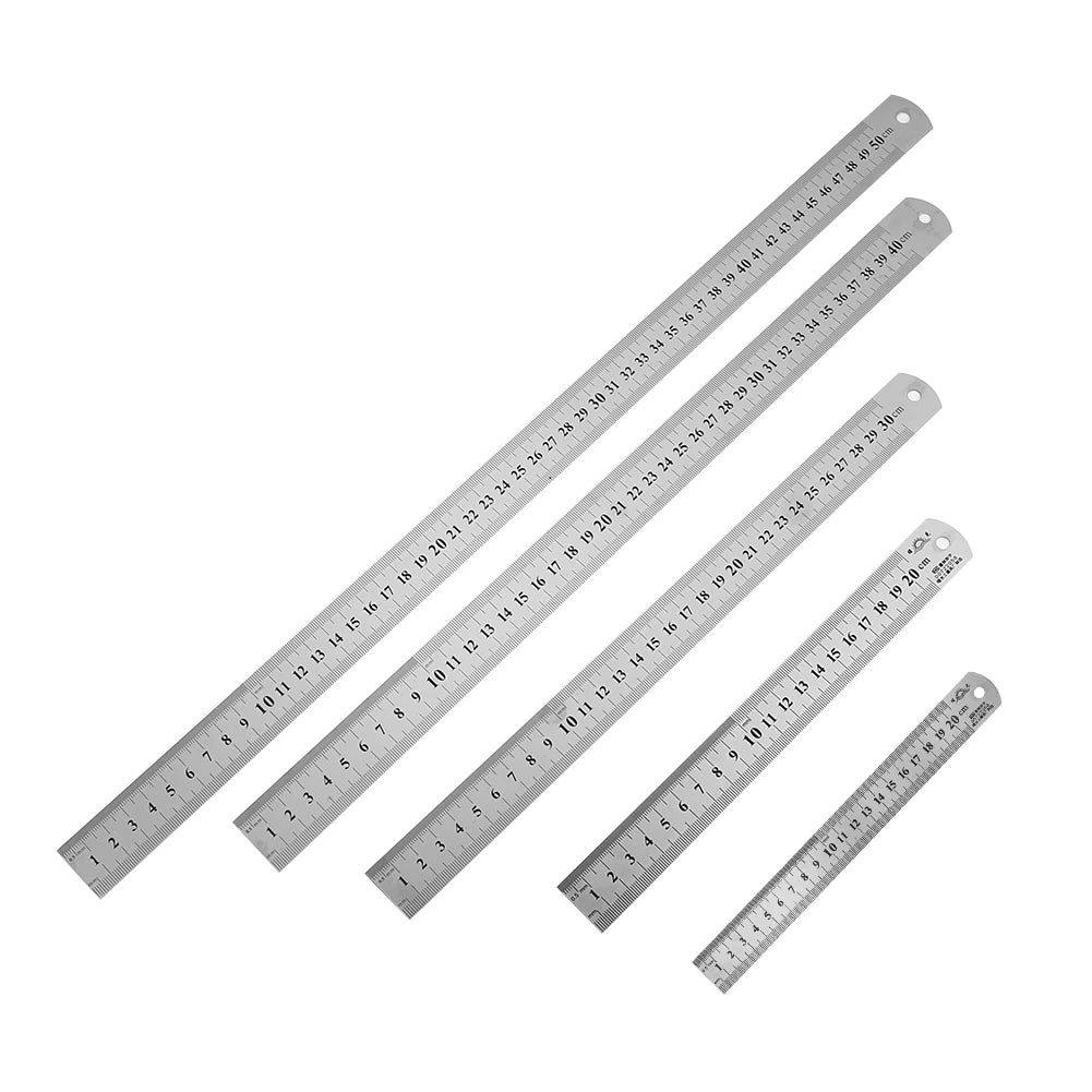 Metal Scale Stainless Steel Straight Ruler Measuring Stationery Drafting Accessories Hand Measuring Tool School Office Supplies