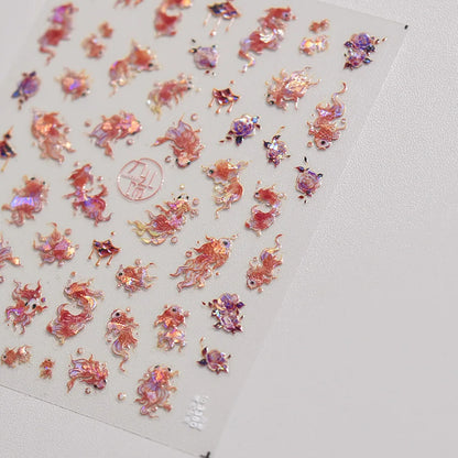 Ocean Shell Starfish Shell Conch Whale Dolphin Seahorse Coconut Tree Water Bubbles Self Adhesive Nail Art Sticker Manicure Decal