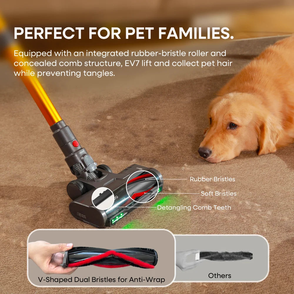 Erabros EV7 Cordless Vacuum Cleaner,70KPa Suction,550W Motor,70Min Runtime,Charging Storage Base,Stick Vacuum with Aroma Design