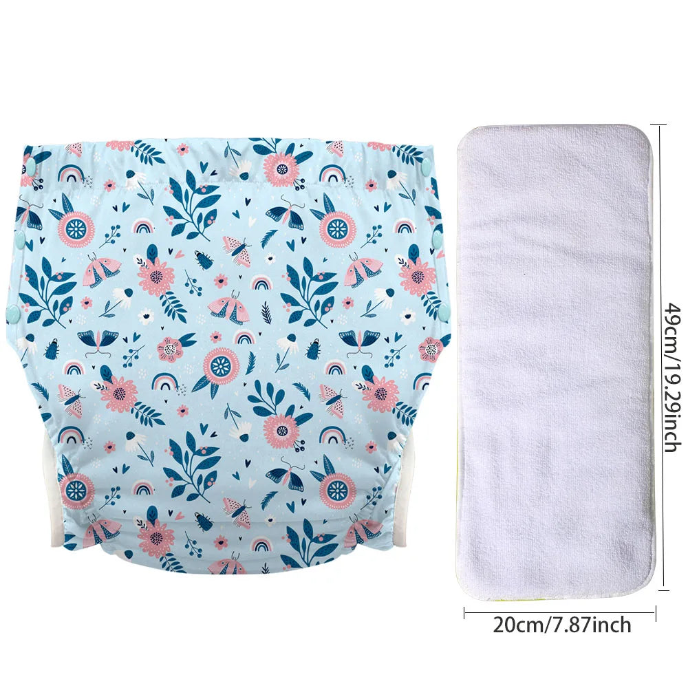 Ice Silk Adult Cloth Disaper Waterproof Old Man's Diaper Pants Reusable Diapers Trouser Pocket Anti-leak Breathable Nappy Pads