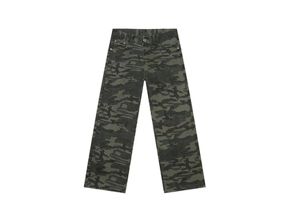 2025 Four Seasons Men's Youth Popular Multi color Pattern Camouflage Pants Basic Versatile Straight Wash Casual Cowboy Pants