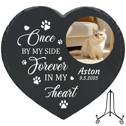 Personalized Pet Memorial Stone,Custom Cat Grave Marke Plaque With Photo&Name,Garden Slate Tombstone Pet Loss Remembrance Gift