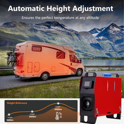 Diesel Heater 5-8KW 12V-24V All in One Car Diesel Air Heater Muffler Remote Control Fast Heating Defrost Defog for Campers Truck