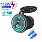 Car Charger Socket PD3.0 & QC3.0 Double USB C Ports Waterproof with LED Touch Switch 78W Fast Charging 12V/24V For Moto Adapter