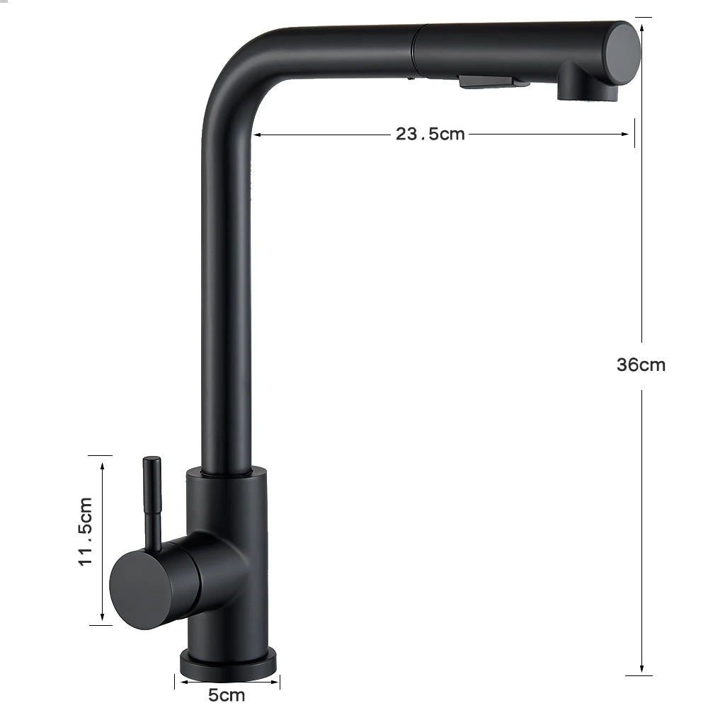 Rozin Flexible Gourmet Kitchen Faucet Black Pull Out 2 Ways Nozzle Faucets 360° Rotation Hot Cold Water Sink Mixer Tap SUS304