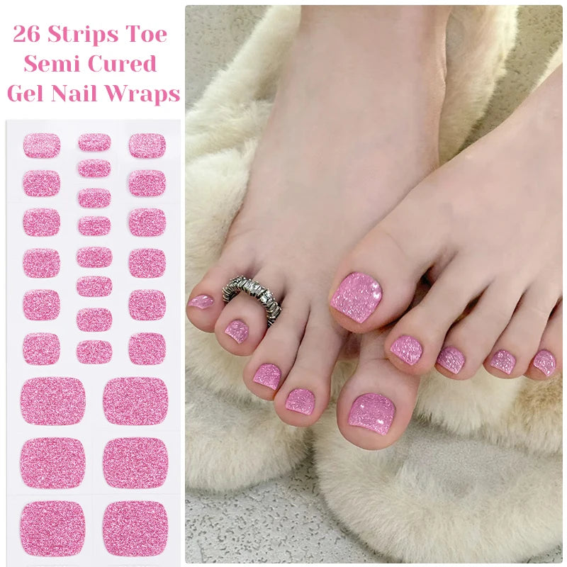Gradient Auroras Semi Cured Gel Nail Strips Sparkly Shinning DIY Gel Polish Stickers for Nails Works with UV/LED Nail Lamps