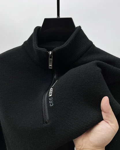 Men's Knitwear Solid Color Chunky Half Zipper Thickening Sweater Warm Sweater Fashion Luxury Men's Clothing Turtleneck Sweater