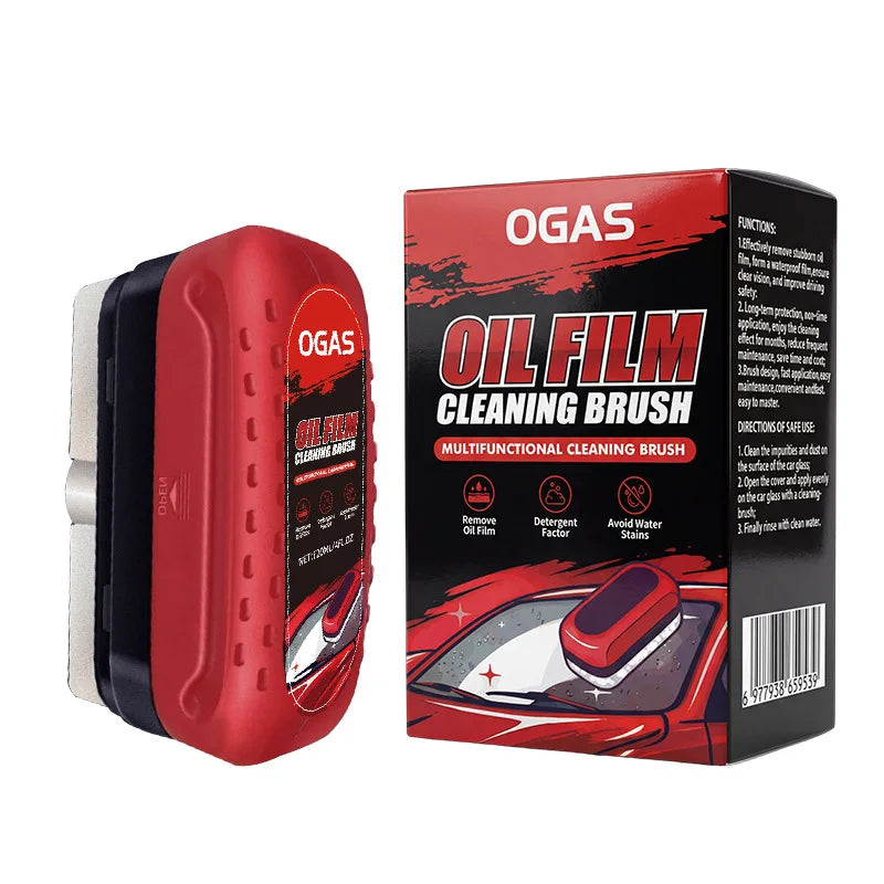 OGAS Automotive Car Glass Oil Film Cleaning Brush,150ml Glass Oil Film Remover for Car Window,Windshield Brush For Car Care