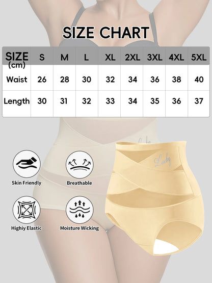 Hot Sale High Waisted Women's Panties Breathable Mesh Cross Tummy Cinching No Trace Triangle Panties Tummy Tuck Shaper