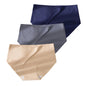 3Pcs Plus Size Underwear Women's Panties Ice Silk Solid Color Ladies Seamless Underpant Girls Briefs Breath Sexy Lingerie Female