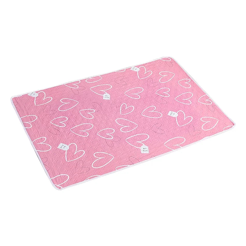 80x120cm cartoon heart, urine separator pad, waterproof, washable, replaceable, night and menstrual protection for baby care