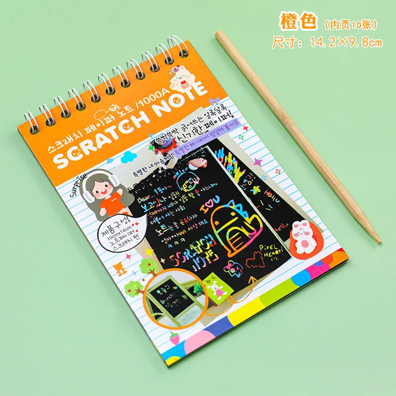 Magic Scratch Art Notebook for Kids DIY Rainbow Drawing Pad Book No-Mess Art Classroom Craft Activity Birthday Favor Gift Set