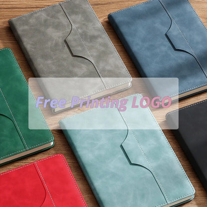 A5 B5 Customize PU Leather Notebook with Pen Insert Holder Free Printing LOGO Office Notepad Business Enterprise Diary Book Note