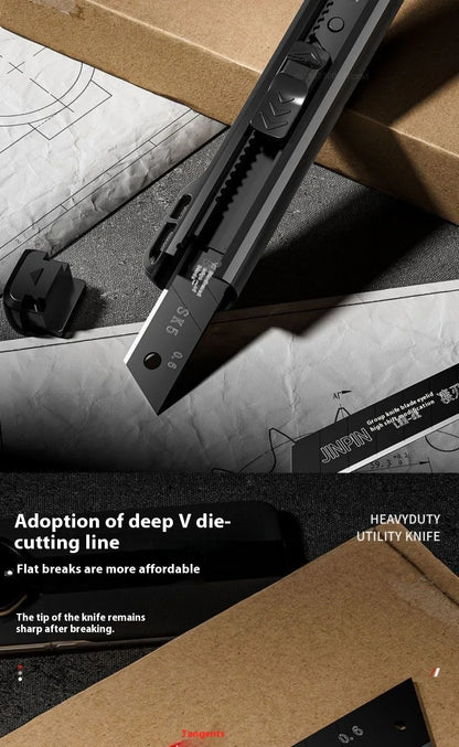 Heavy Duty Utility Knife Large Thickened Wallpaper Cutter Snap Off Cutter Blades Cutter Sharp Paper Cutting Knives Multi Purpose