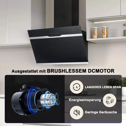 TopStrong Wall Mount 60 cm Stainless steel Easy Clean Filters Black Extractor Hood YYWH4060