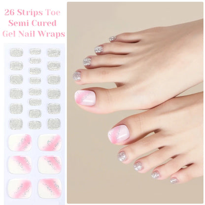 Gradient Auroras Semi Cured Gel Nail Strips Sparkly Shinning DIY Gel Polish Stickers for Nails Works with UV/LED Nail Lamps