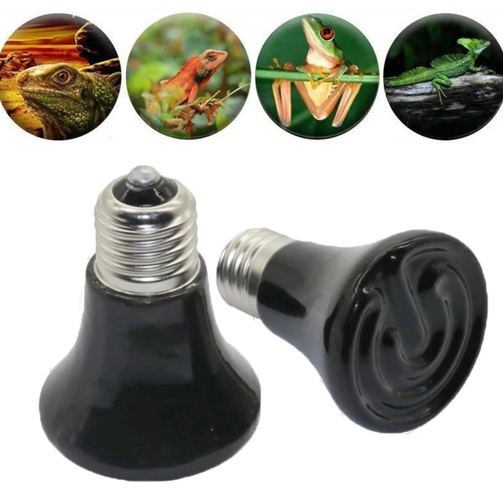1PCS Heat Emitter Bulb 25-75W Black Ceramic Pet Reptile Breed Light Brooder Lamp Bulb For Home Pet Renovation Accessories