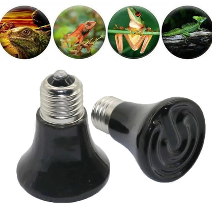 1PCS Heat Emitter Bulb 25-75W Black Ceramic Pet Reptile Breed Light Brooder Lamp Bulb For Home Pet Renovation Accessories