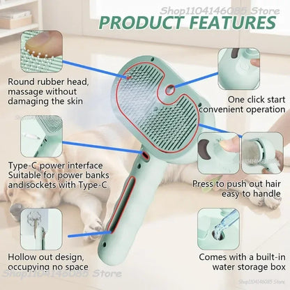 Dog Spray Hair Comb Pet Steam Massage Brush Safe Round Head Soft Teeth Spray Hair Removal Comb for Dog Cat Cleaning Brush