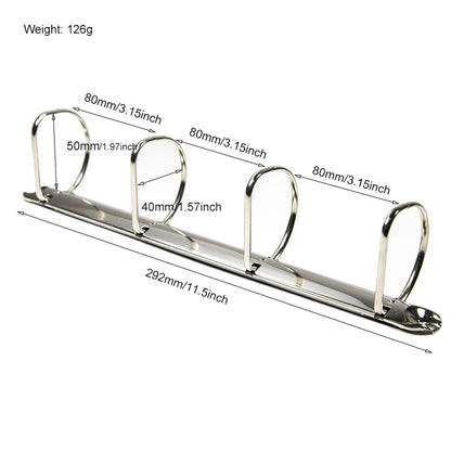A4 Metal D-shaped Ring Binder Clips 4 Detachable Buckle Loose-leaf Binding Strip for Data Book Album Diary Notebook Stationery