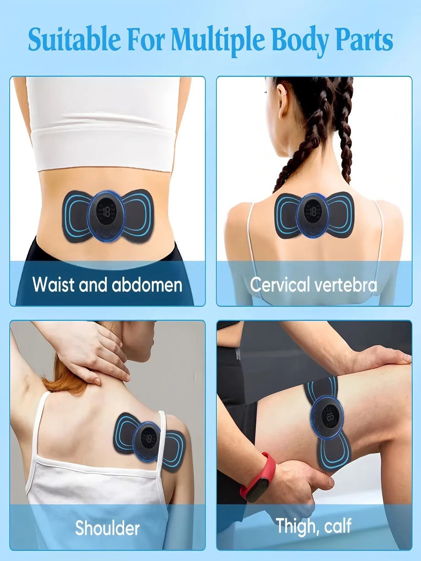 LCD Display EMS Neck Massage Electric Massager Cervical Neck Back Patch 8 Mode Pulse Muscle Stimulator