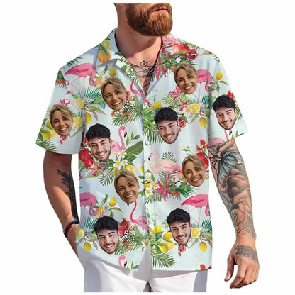 Custom Face Hawaiian Shirt Unisex Funny Personalized 3D Printed Button Shirts 2025 Beach Short Sleeves Lapel Shirts DIY Blouses