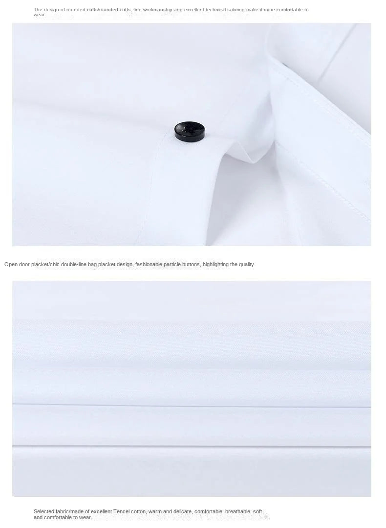 Men's long-sleeved shirt made of elastic fabric, wash-and-wear wrinkle-resistant business casual, silky smooth, pure color shirt