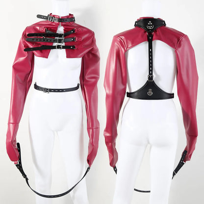 BDSM PU Leather Arm Restraint Straightjacket Bondage Slave Jacket for Women Men Adult Sex Toy Role Play Fetish Gear Tool