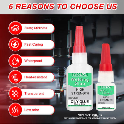 Loolifl50G High-Strength Oil-Based Welding Glue - Universal Oil-Based Welding Glue Suitable for Resin, Ceramics, Metal, Glass, Plastic, and Wood, Equipped with a Dispensing Device.
