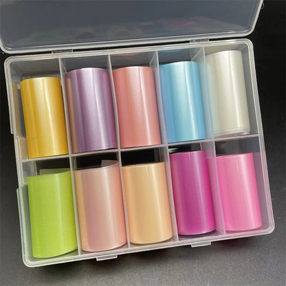 10 Patterns New Metal Nail Foils for Transfer Paper Stickers Floral Chameleon Nails Wraps DIY Water Marble Nail Art Decorations