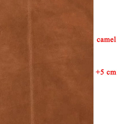 Retro Suede Leather Cropped Pants for Women Femae Genuine Leather Wide Leg Floor Long Trousers Straight Cylinder Spodnie Damskie