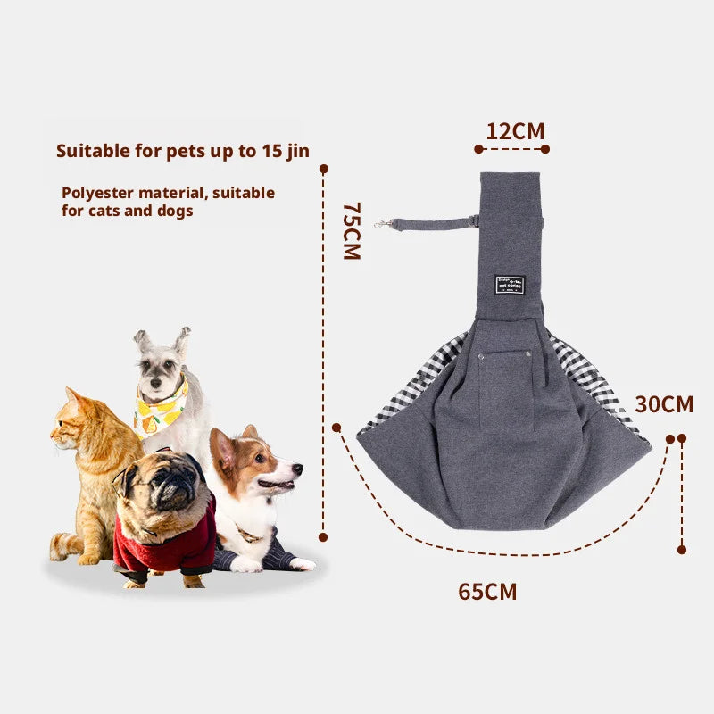 Breathable Pet Sling Carrier Bag for Cats Small Dogs Up to 7.5kg - Portable Single Shoulder Travel Pet Carrier