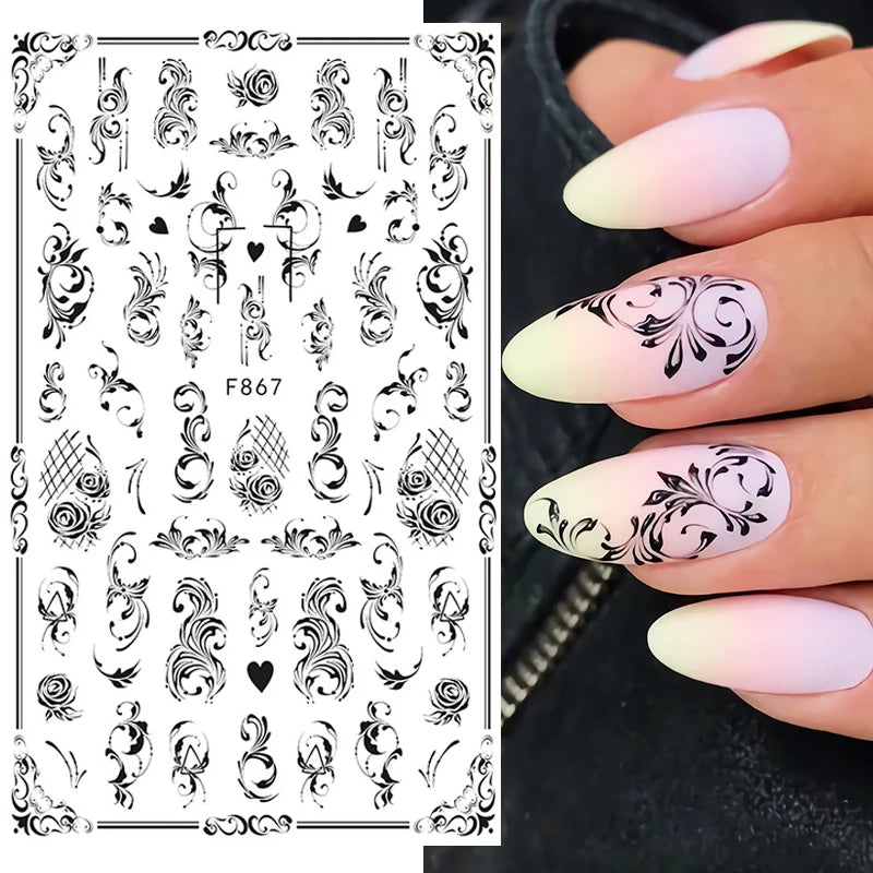 3d Nail Art Decals Spring Booming Violets Lavenders Purple Blue Pink Flowers Butterflys Stickers Decoration For Nail Tips Beauty