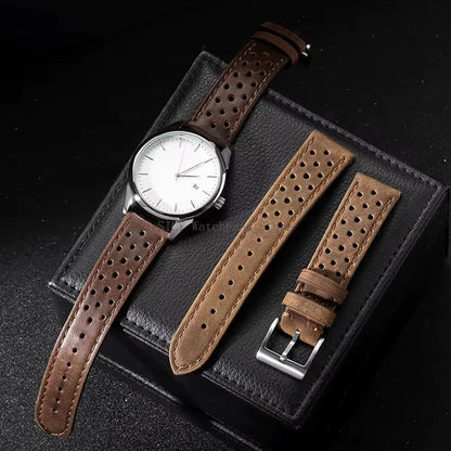 Breathable Leather Strap Men Women Universal Cowhide Watchband Business Wristbelt Band Sport Bracelet Accessories 18mm 20mm 22mm